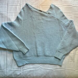 Free People Drop Sleeve Ribbed Sweater in Soft Blue